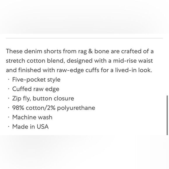 Rag & Bone Blue Jean Shorts with Cuffed Hem size 32 (10-12) - Picture 10 of 10